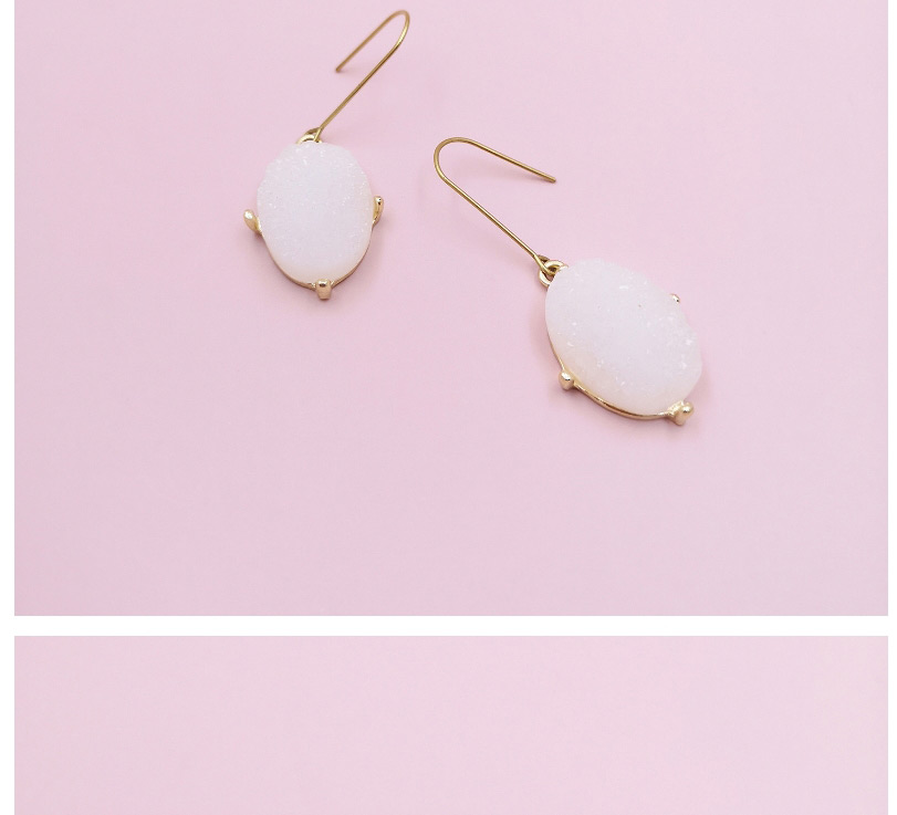 Fashion White Alloy Resin Crystal Tooth Oval Earrings,Drop Earrings