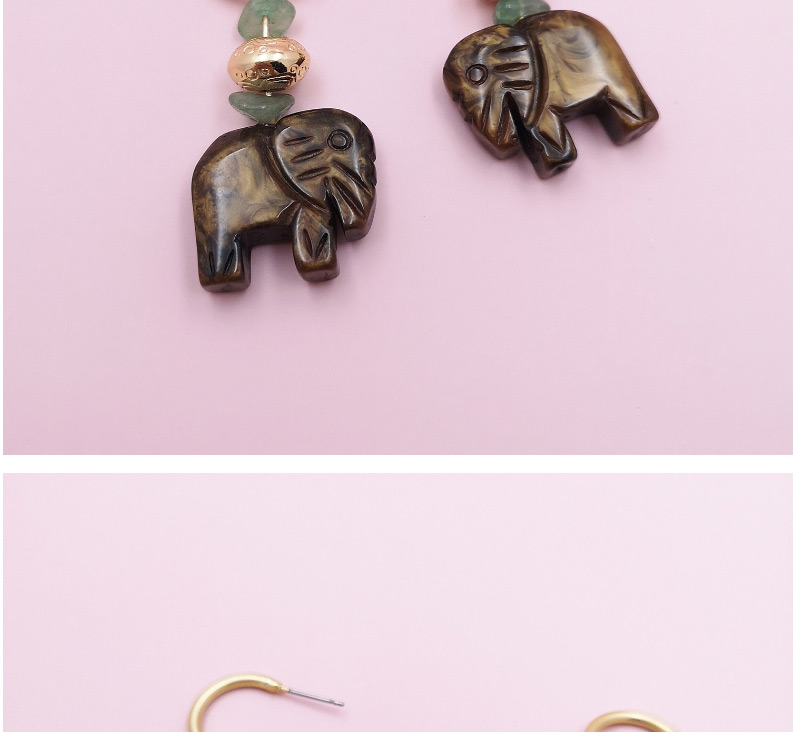 Fashion Brown Elephant Shaped Wood Alloy Geometric Earrings,Drop Earrings