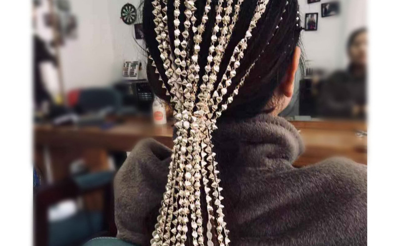 Fashion Golden Diamond-shaped Geometric Tassel Hairpin,Hairpins