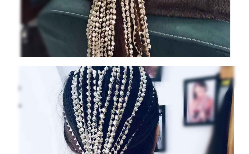 Fashion Golden Diamond-shaped Geometric Tassel Hairpin,Hairpins