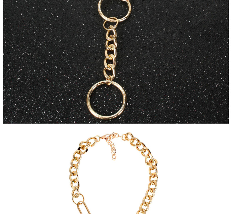 Fashion Golden Geometric Round Alloy Chain Tassel Necklace,Chains