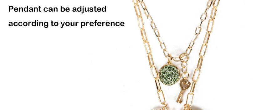Fashion Golden Love Lock Drop Oil Eye Alloy Multilayer Necklace,Chains