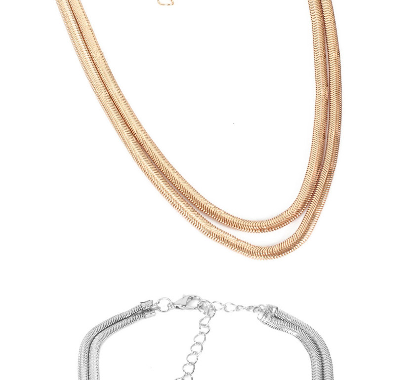 Fashion Silver Snake Chain Multi-level Necklace,Multi Strand Necklaces