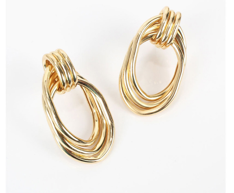 Fashion Golden Cross Geometry Alloy Hollow Earrings,Stud Earrings