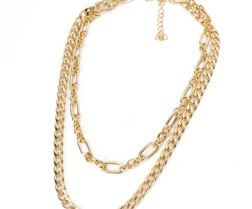 Fashion Golden Double-layer Aluminum Chain Solid Color Necklace,Chains