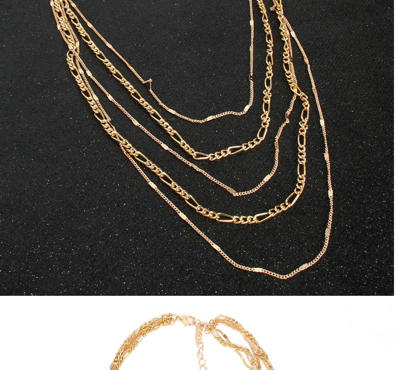 Fashion Golden Multilayer Thin Necklace With Diamond Chain,Chains