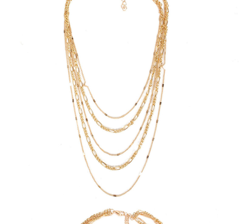 Fashion Golden Multilayer Thin Necklace With Diamond Chain,Chains