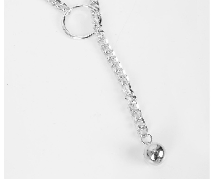 Fashion Silver Metal Chain Circle Pendant Necklace,Chains
