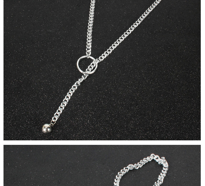 Fashion Silver Metal Chain Circle Pendant Necklace,Chains