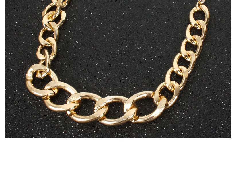 Fashion Golden Aluminum Chain Geometric Single Layer Thick Necklace,Chains