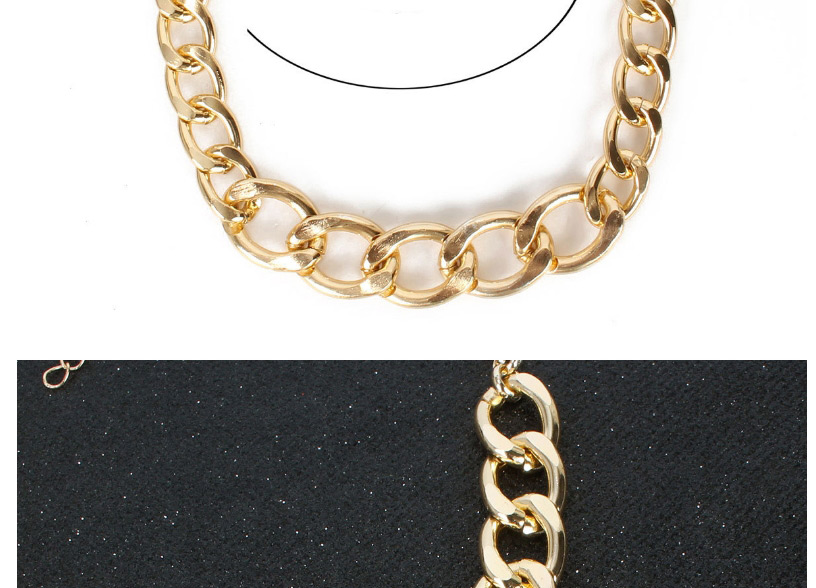 Fashion Golden Aluminum Chain Geometric Single Layer Thick Necklace,Chains