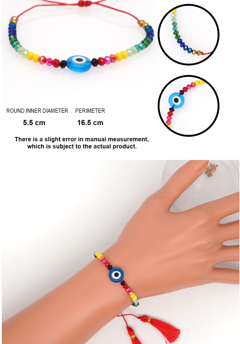 Fashion Color Mixing Crystal Braided Eye Tassel Bracelet,Fashion Bracelets