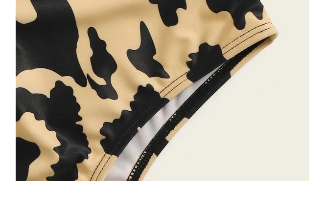 Fashion Black Leopard Print Stitching Contrast Color One-shoulder Swimsuit,One Pieces