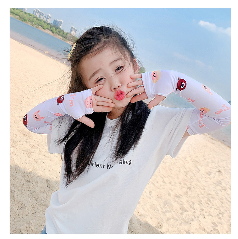 Fashion Fluorescent Yellow Duckling Ultra-thin Sunscreen Printed Animal Flower Fruit Children Ice Sleeve,Household goods