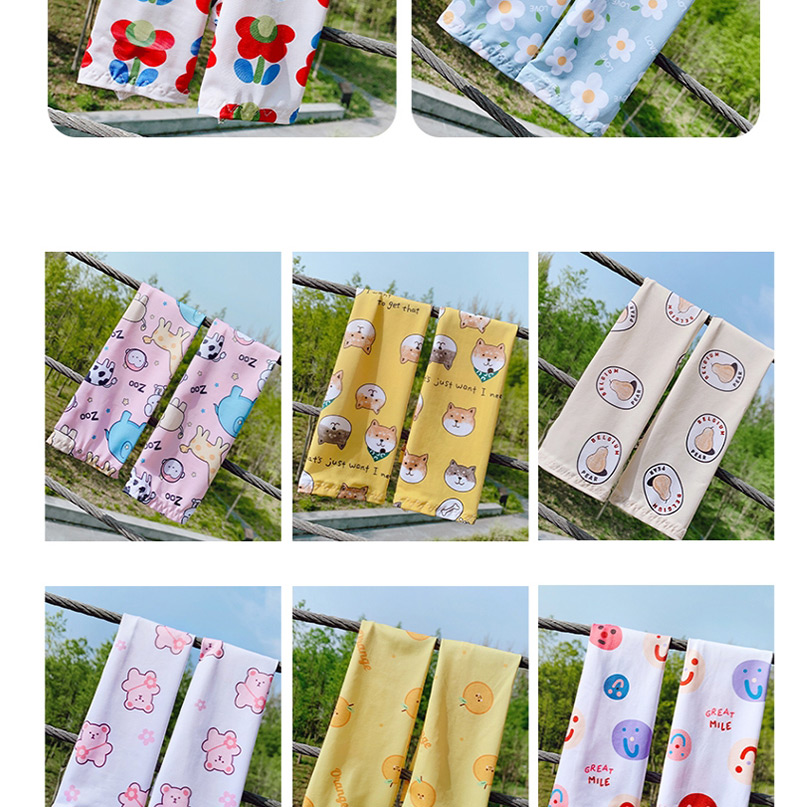 Fashion Big Blue Eyes Ultra-thin Sunscreen Printed Animal Flower Fruit Children Ice Sleeve,Household goods