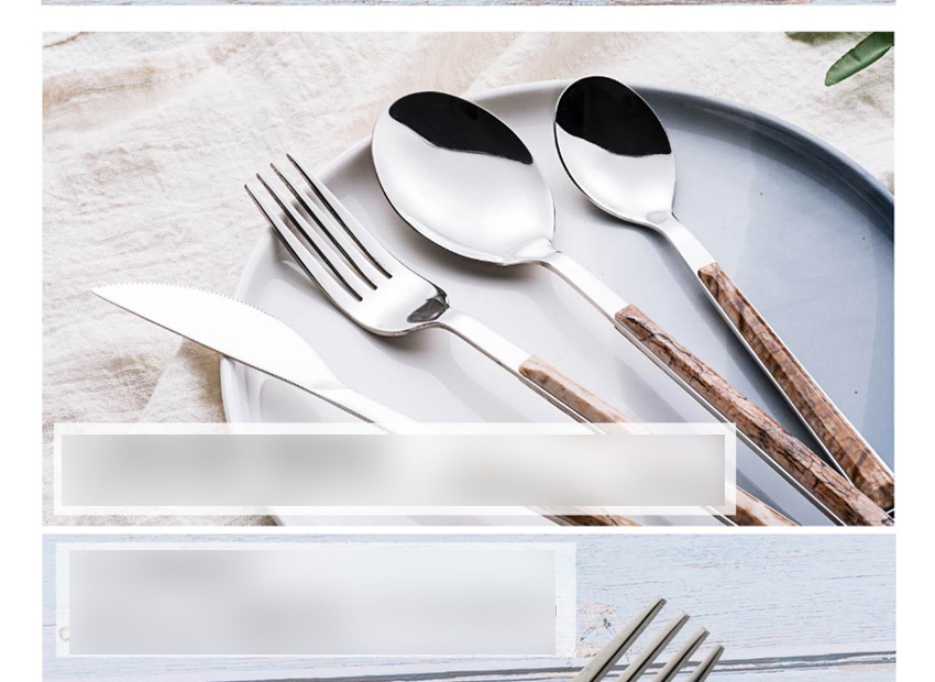 Fashion White Marbled Table Knife Grain Stainless Steel Imitation Marble Grain Knife And Fork Spoon,Kitchen