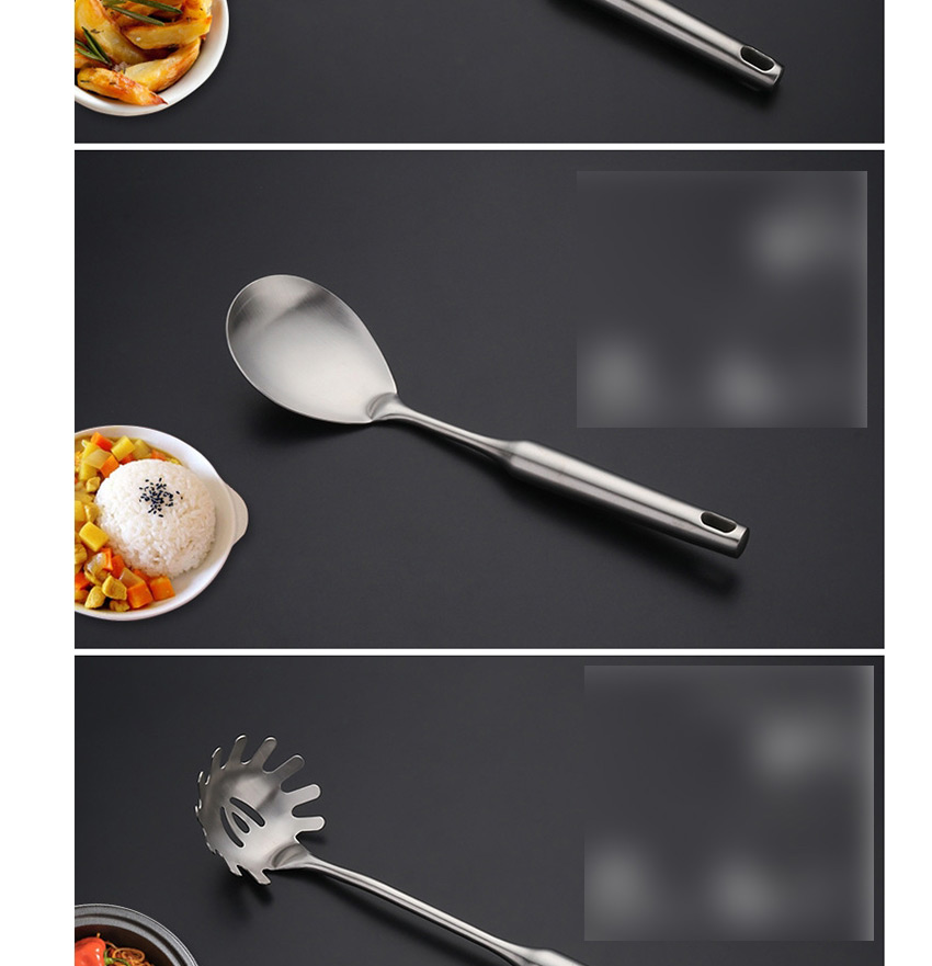 Fashion Suit Silver Hollow Handle Frying Spatula Colander Sanded Stainless Steel Kitchenware,Kitchen
