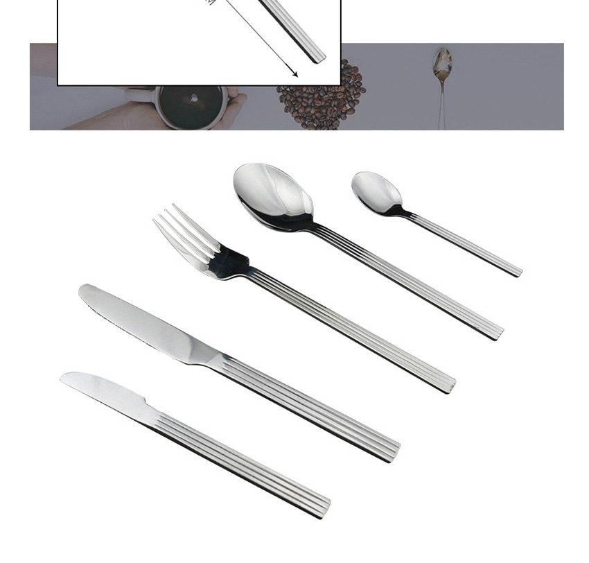 Fashion Tea Spoon Horizontal Bar Stainless Steel Western-style Tableware Knife Fork Spoon,Kitchen