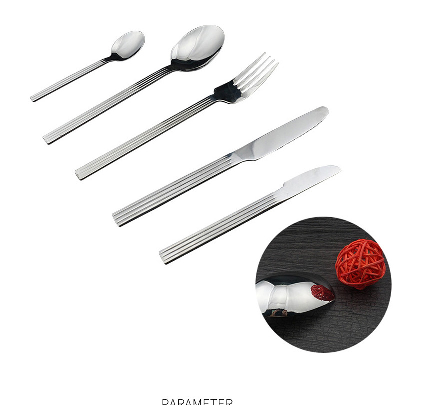 Fashion Tea Spoon Horizontal Bar Stainless Steel Western-style Tableware Knife Fork Spoon,Kitchen