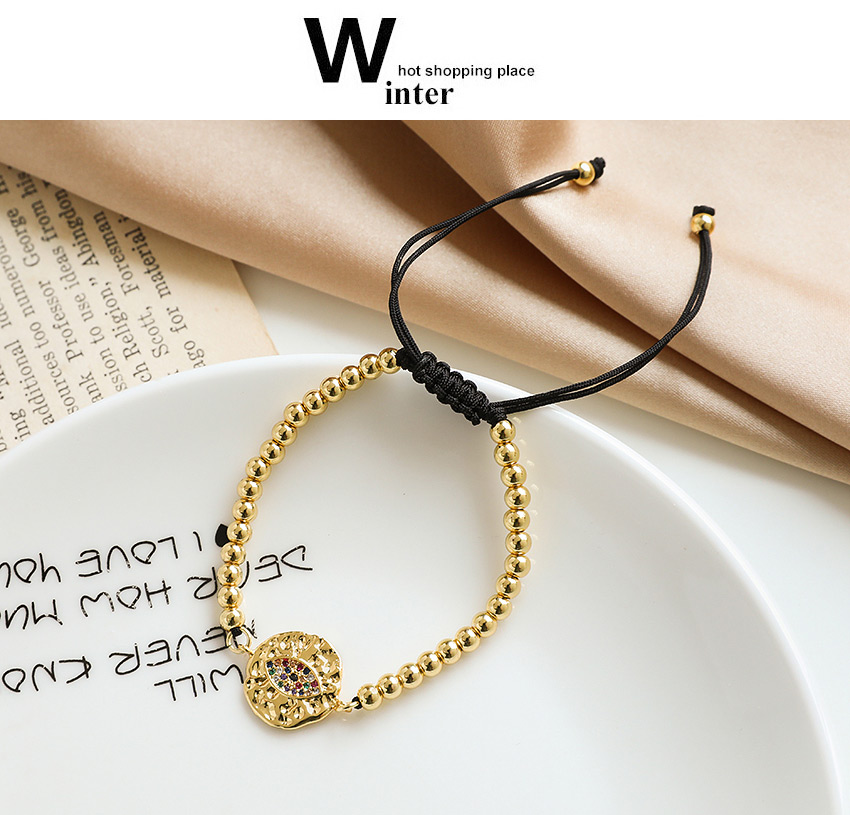 Fashion Golden Bead Bracelet With Copper Eyes And Zircon Eyes,Bracelets