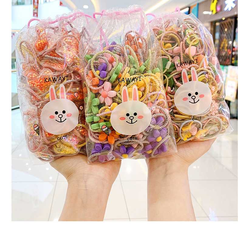 Fashion 10 Bags Of Colored Stars Candy Animal Fruit Flower Contrast Color Hair Rope,Kids Accessories