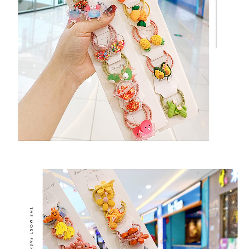 Fashion 10 Small Crocodiles In Bags Candy Animal Fruit Flower Contrast Elastic Hair Rope,Kids Accessories