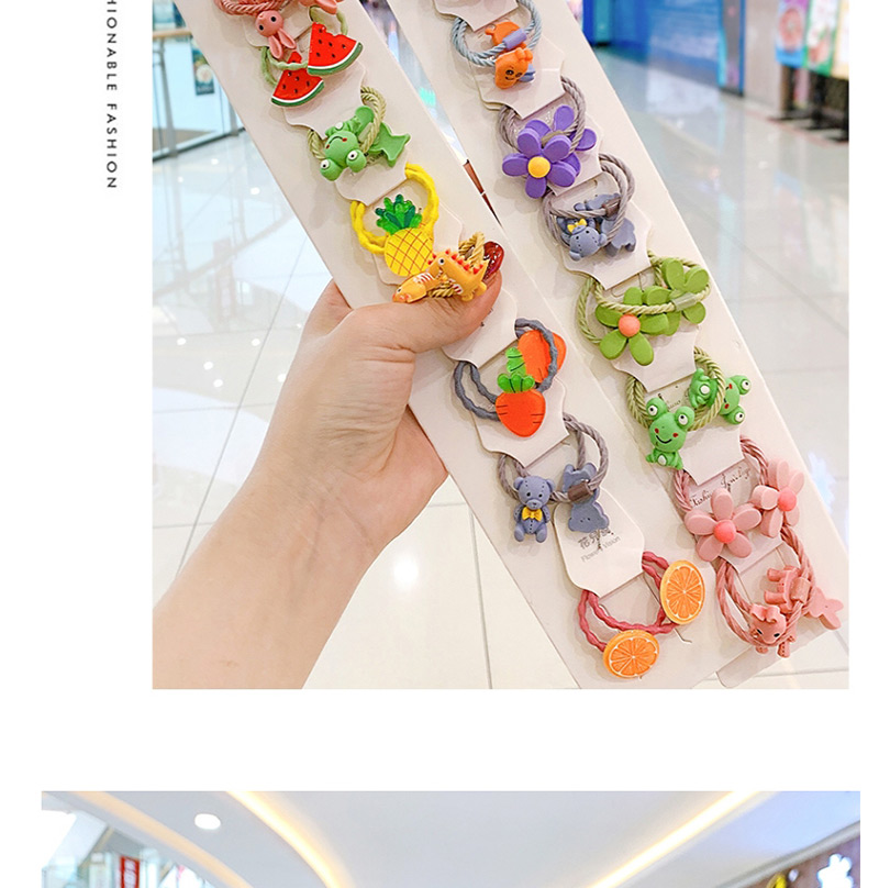 Fashion 10 Bags Of Fruit Series Candy Animal Fruit Flower Contrast Elastic Hair Rope,Kids Accessories