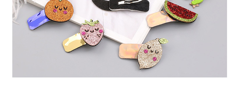 Fashion 1 Watermelon Sequined Fruit Contrast Color Geometric Hairpin,Kids Accessories