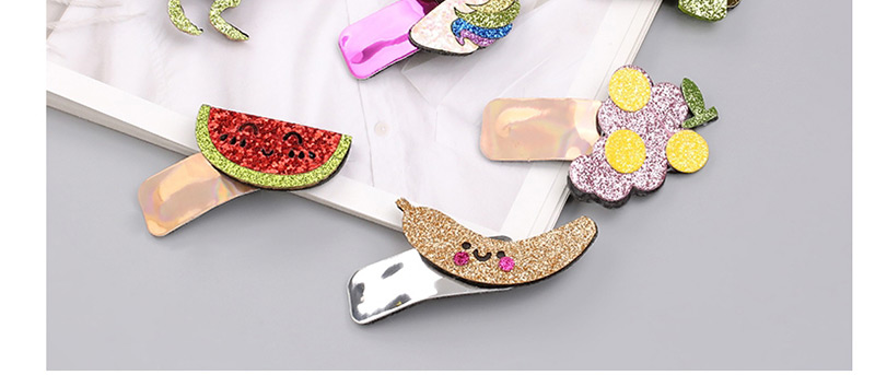 Fashion 1 Banana Sequined Fruit Contrast Color Geometric Hairpin,Kids Accessories