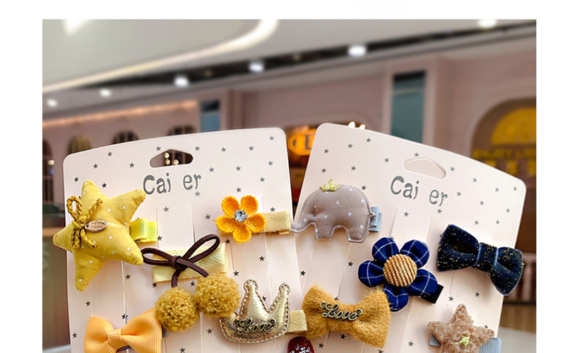 Fashion Yellow Rabbit Series Flower Animal Bowknot Net Children Hair Clip Set,Kids Accessories
