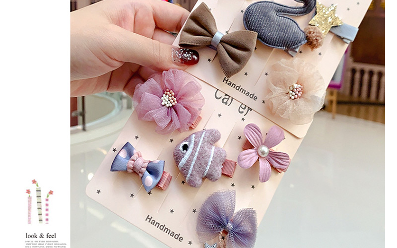Fashion Silk Yarn Flower Series Flower Animal Bowknot Net Children Hair Clip Set,Kids Accessories