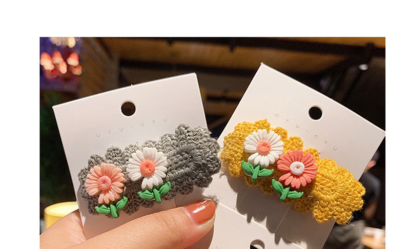 Fashion Gray Small Daisy Rope Knitting Color Alloy Hair Clip,Kids Accessories