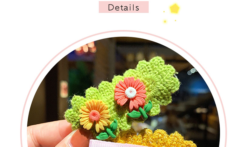 Fashion Green Small Daisy Rope Knitting Color Alloy Hair Clip,Kids Accessories