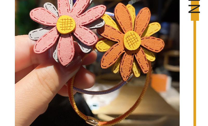 Fashion Pink Ash Daisy-hair Rope Suede Daisy Hit Color Hairpin Hair Rope,Kids Accessories