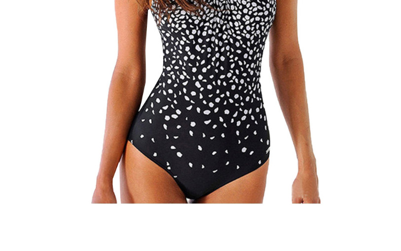 Fashion Black Sling Polka Dot Printed One-piece Swimsuit,One Pieces