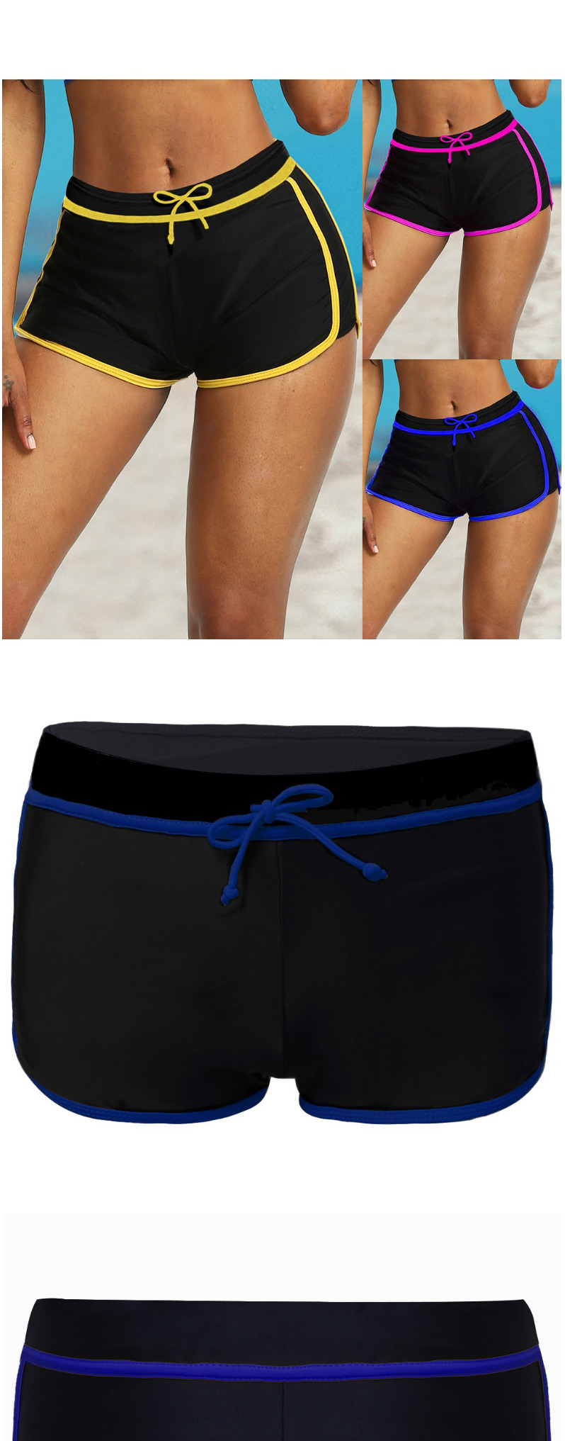 Fashion Blue Skinny Lace-up Short Swim Trunks,Shorts