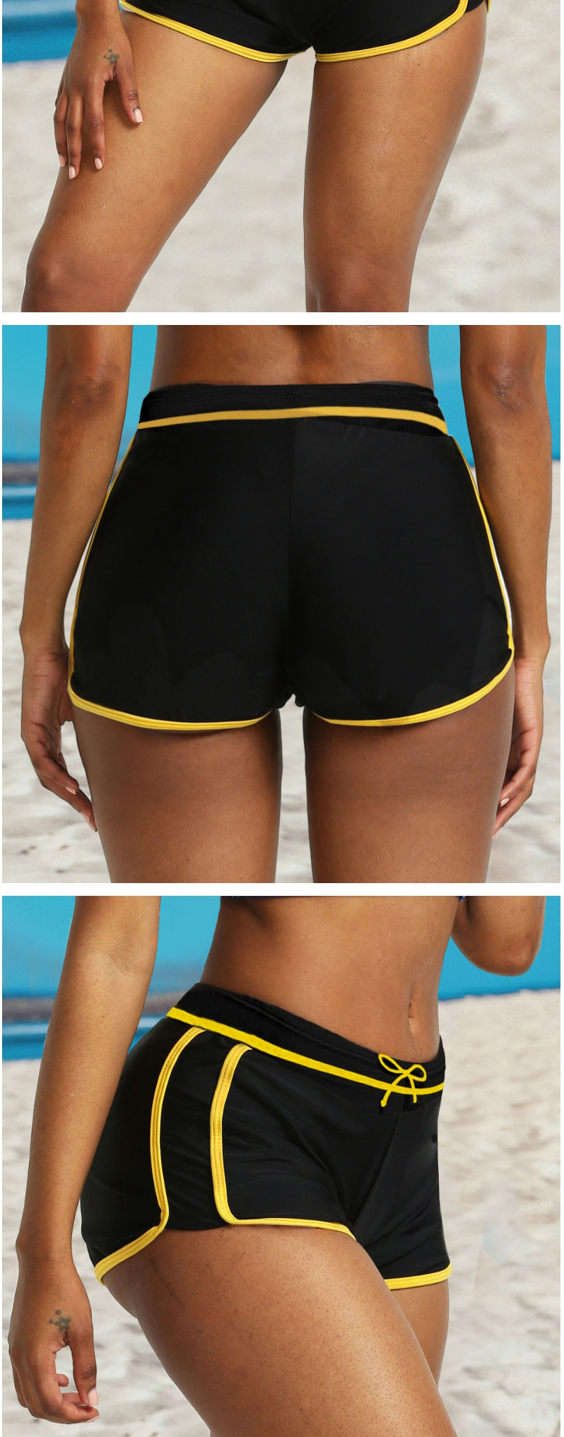 Fashion Yellow Skinny Lace-up Short Swim Trunks,Shorts