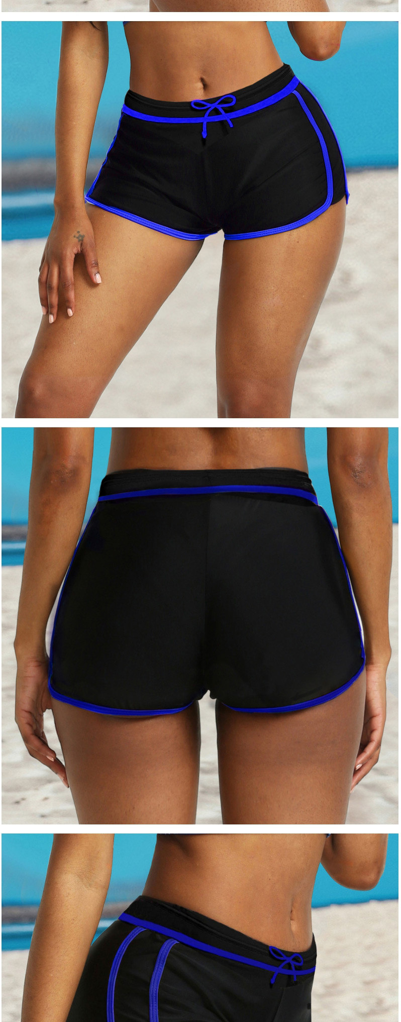 Fashion Blue Skinny Lace-up Short Swim Trunks,Shorts