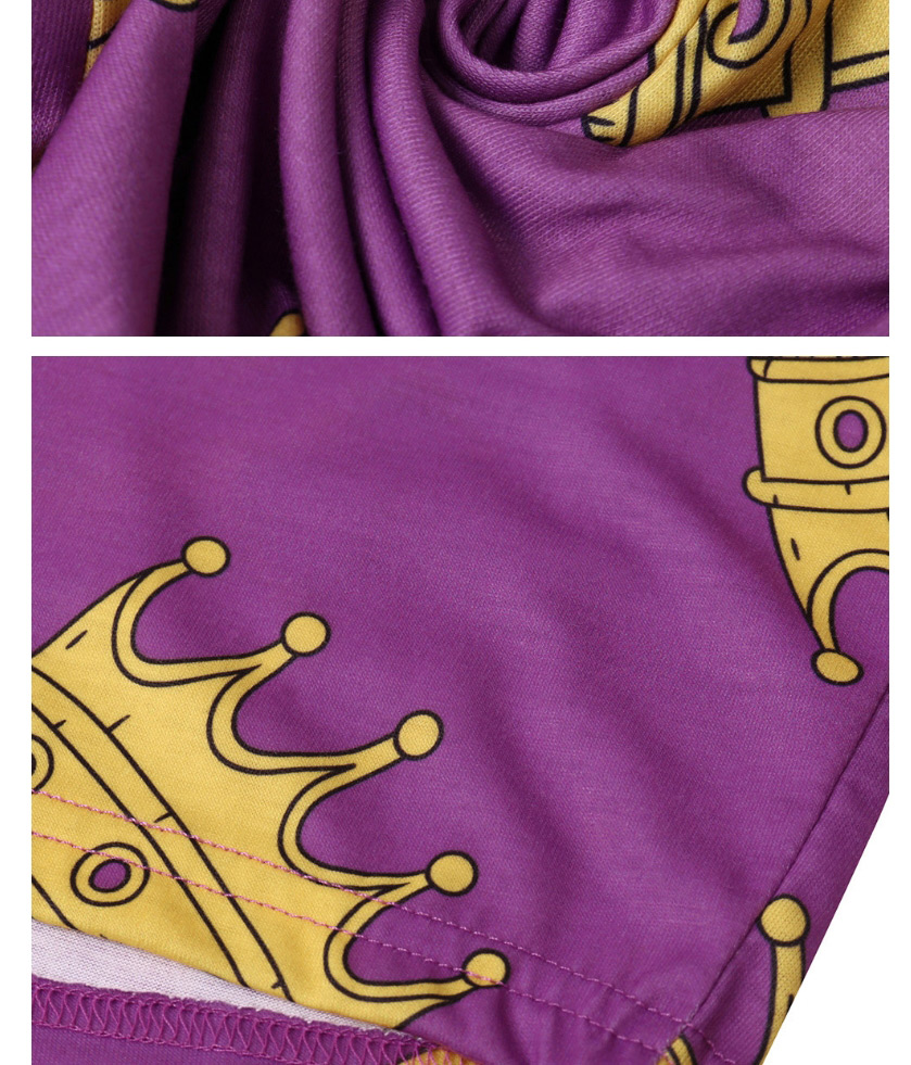 Fashion Crown Crown Print Four-corner V-neck Jumpsuit,One Pieces