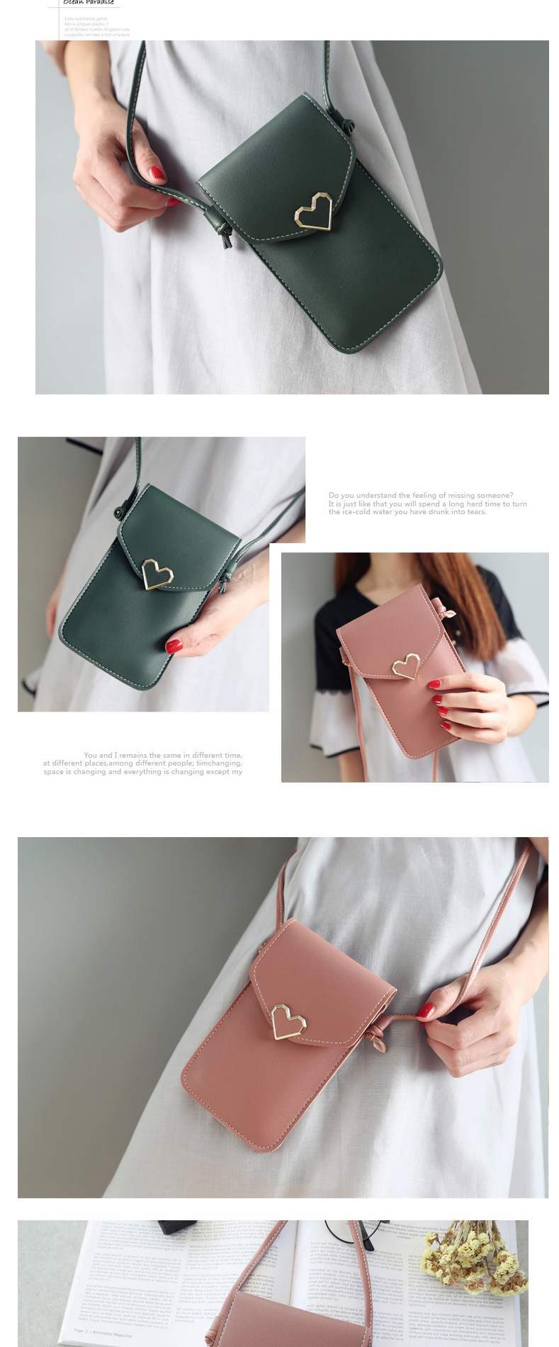 Fashion Light Grey Caring Metal Transparent Touch Screen Multifunctional Mobile Phone Bag,Shoulder bags