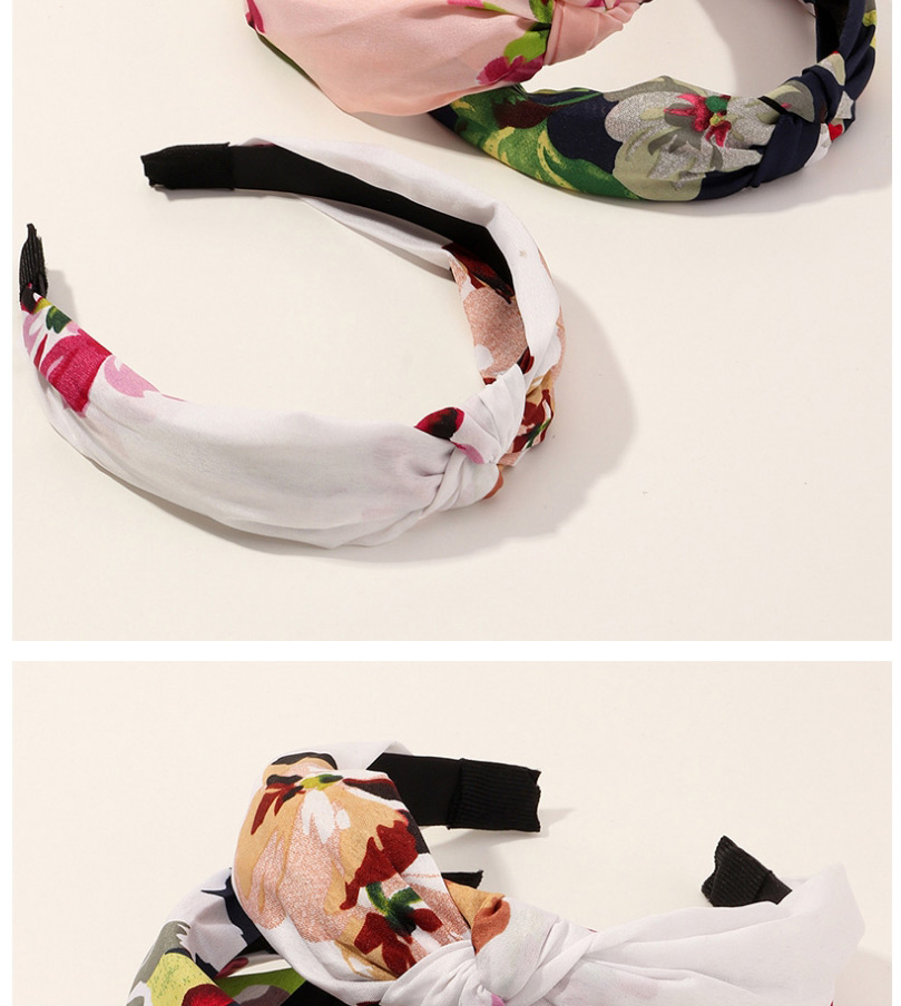 Fashion Black Floral Fabric Printed Wide-brimmed Hand-knotted Headband,Head Band