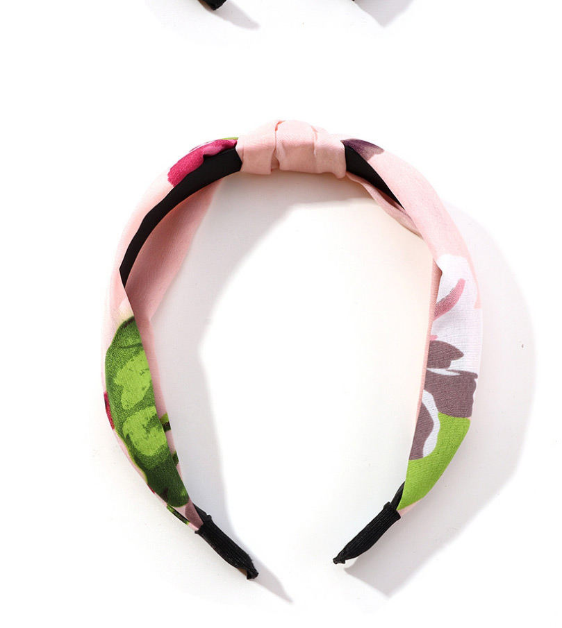 Fashion Black Floral Fabric Printed Wide-brimmed Hand-knotted Headband,Head Band