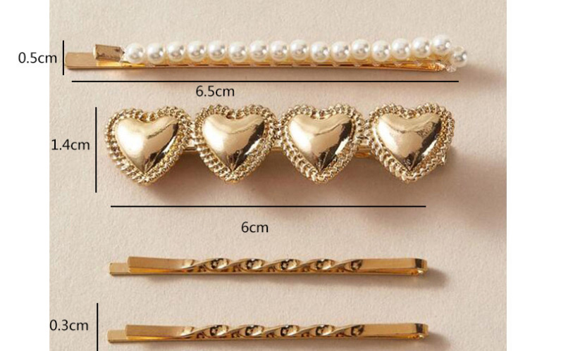 Fashion Golden Love Pearl Alloy Clip Set,Hairpins