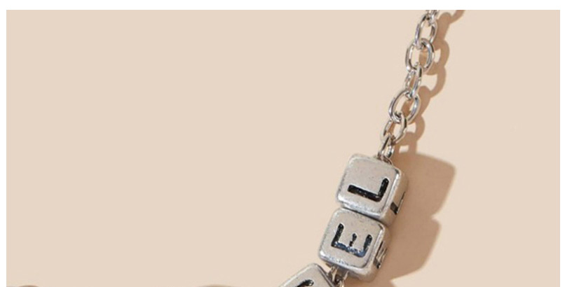 Fashion Silver Metal Letter Square Alloy Necklace,Chains