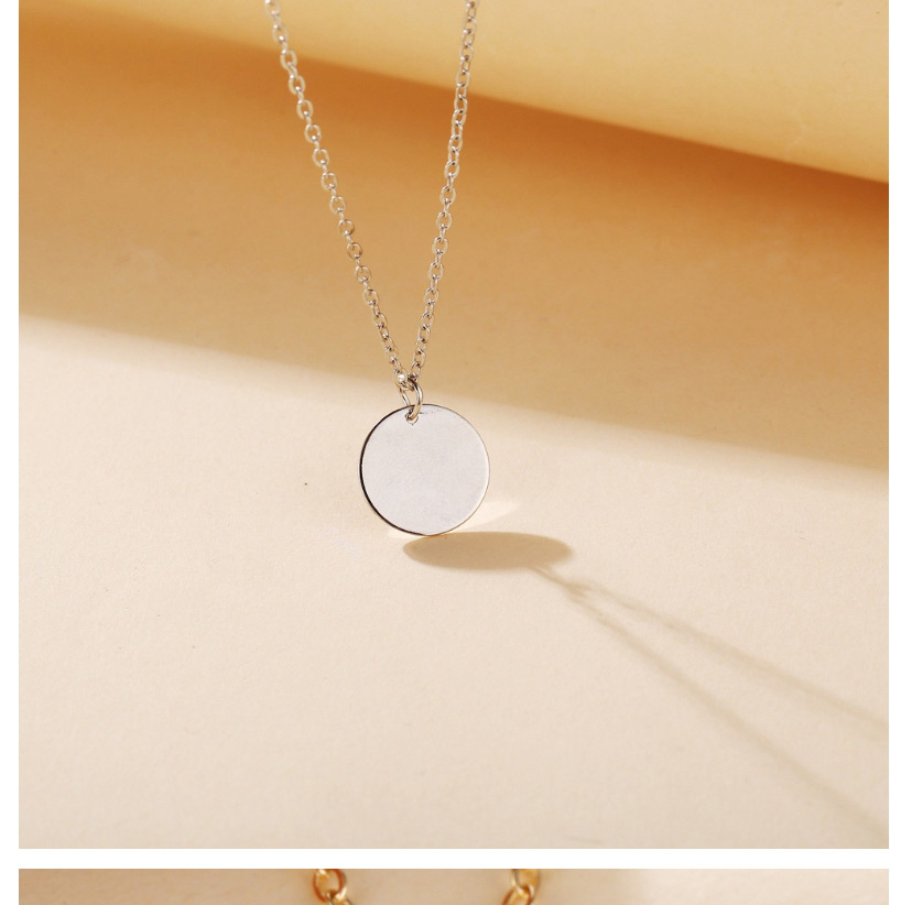 Fashion Silver Thin Chain Round Pendant Alloy Necklace,Pendants