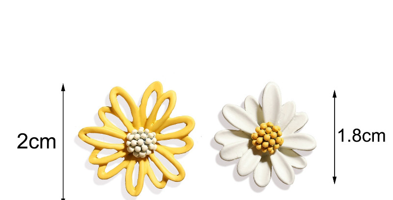 Fashion Yellow White Asymmetrical Daisy Hollow Alloy Earrings,Stud Earrings