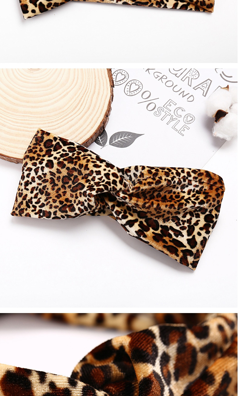 Fashion Leopard Print Yoga Sports Printed Knitted Cross Hairband,Hair Ribbons