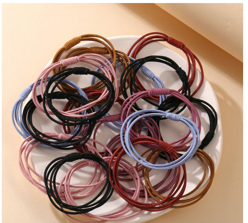 Fashion Brown Thin High-strength Solid Color Hair Rope Set,Hair Ring