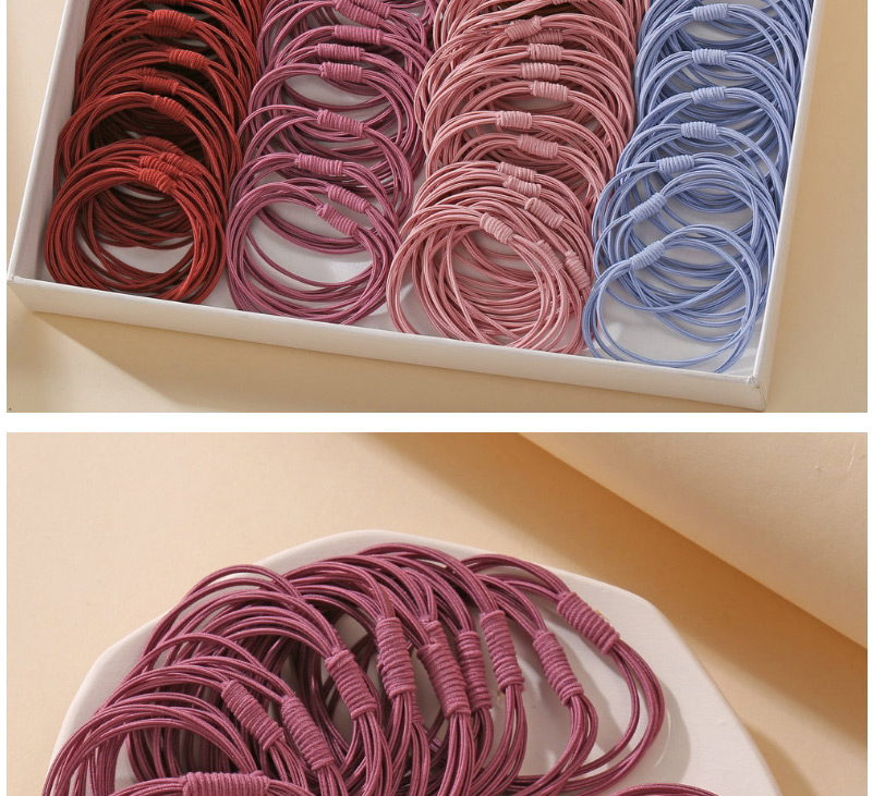 Fashion Pink Thin High-strength Solid Color Hair Rope Set,Hair Ring