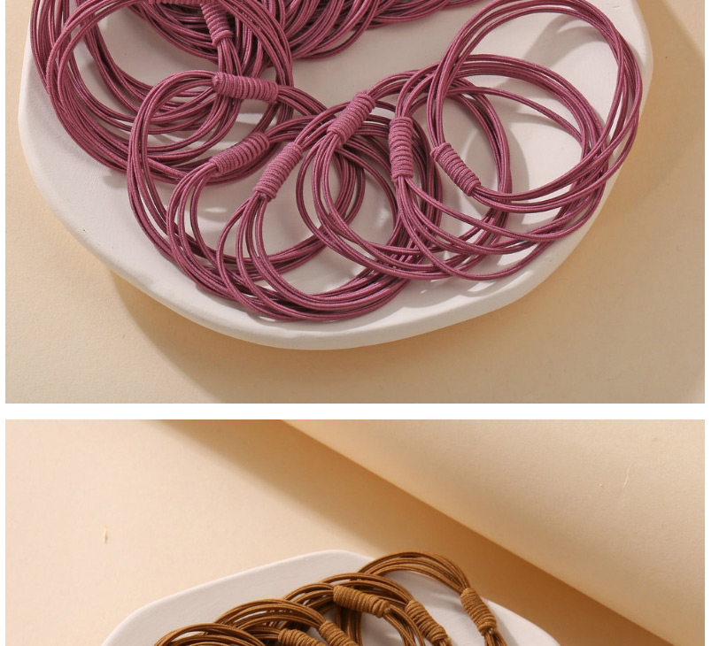 Fashion Pink Thin High-strength Solid Color Hair Rope Set,Hair Ring